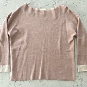 H & M Women’s long sleeved sweater. Light pink colored top in size small